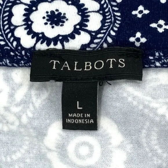 Talbots Patchwork Skirt Long Midi Bandana Floral Blue L Prairie Hippie Gypsy - Picture 2 of 10